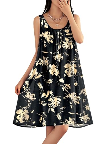 Image of YESNO Summer Dresses for Women Casual Boho Floral Sundresses Sleeveless Scoop Neck Beach Tank Dresses EVS