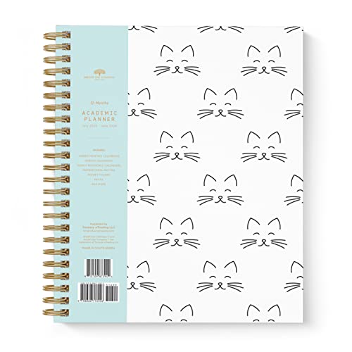 Academic Planner Yearly Monthly Weekly Daily Large Calendar Organizer By Bright Day Spiral Bound Dated Agenda Flexible Cover Notebook, June 2023 - July 2024, 9" X 7.5", Happy Planner Cats On Repeat #TOP22