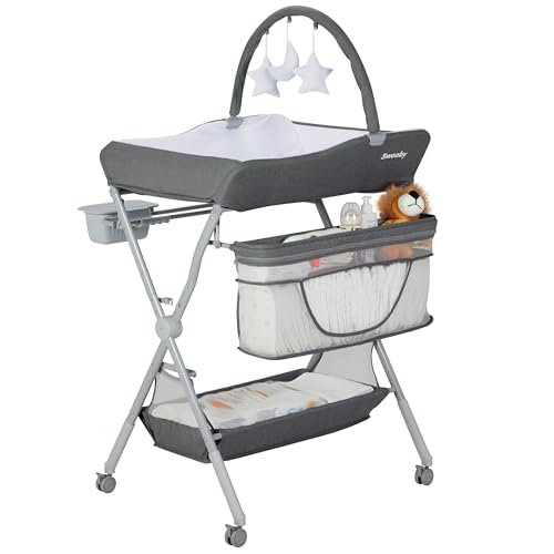 Sweey-Baby-Portable-Changing-Table-Foldable-Changing-Table-Dresser-Changing-Station-for-Infant-Waterproof-Diaper-Changing-Table-Pad-Topper-Mobile-Nursery-for-Newborn-Essentials-Dark-Grey Sweey Baby Portable Changing Table Foldable Changing Table Dresser Changing Station for Infant Waterproof Diaper Changing Table Pad Topper Mobile Nursery for Newborn Essentials Dark Grey
