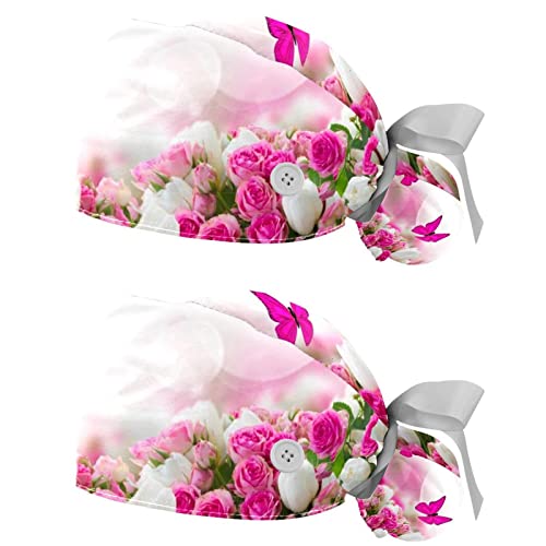 Chapeaux de travail papillons JDEZ respirants et bouffants pour hommes et femmes, lot de 2