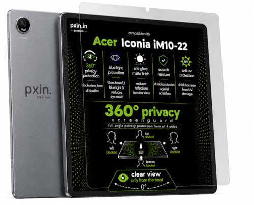 Image of Pxin 360 Pro Privacy Screen guard compatible with Acer Iconia iM10-22 | Anti Glare | Anti UV | Anti Blue | Anti Reflection | Privacy Filter | Unbreakable Build