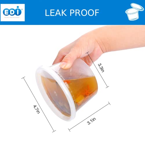Edi [16 Oz, 50 Sets] Plastic Deli Food Storage Containers With Airtight Lids | Microwave-, Freezer-, Dishwasher-Safe | Bpa Free | Heavy-Duty | Meal Prep | Leakproof | Recyclable #TOP4