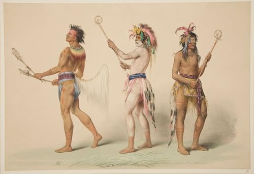 Affiche toile illustration des joueurs de crosse de George Catlin, art mural premium