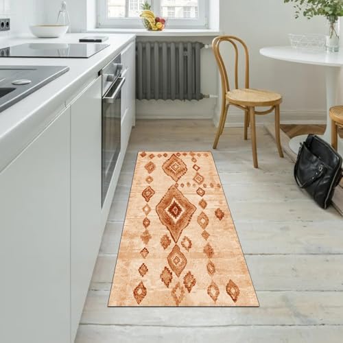 Alfombra antideslizante para pasillo larga de 60x280 cm lavable color naranja 5