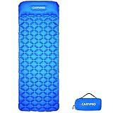 Cannpro Single Camping Pad with Pillow, Inflatable 1 Person Camp Sleep Mat, Super Comfort Sleeping Pad - Lightweight Portable Air Mattress for Tent Backpacking Hiking - Includes Portable Handle