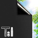 Mgood Blackout Window Film Privacy, 100% Total Light Blocking Black Frosted Privacy Film for Glass Windows, Anti-Wrinkle Static Cling Black Out Window Film for Home Office, 90x200cm