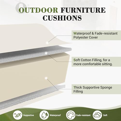 Vonzoy Outdoor Furniture Cushions, Replacement Cushions For Patio Furniture Set, 14 Pieces Water-Resistant Patio Sofa Cushions Fits 6-Seat Sectional Couch thumb #3