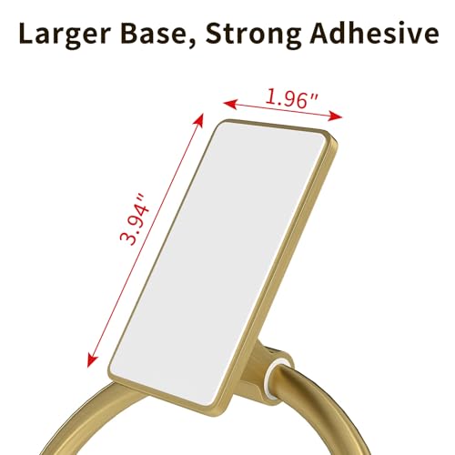 Image of STWWO Gold Towel Ring for Bathroom, Adhesive Hand Towel Holder for Bathroom, Kitchen, No Drill