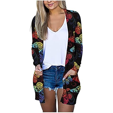 LOPILY Women's Elegant Butterfly Print Cardigan Cover