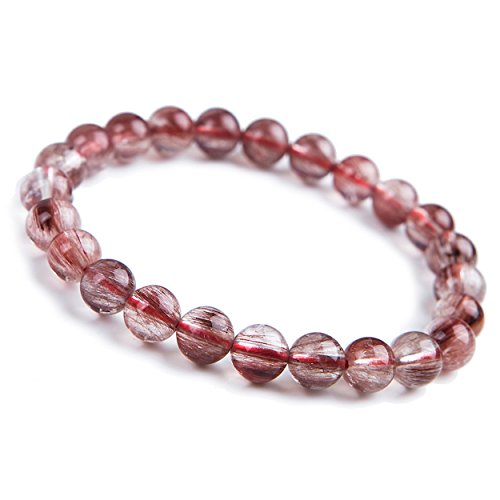 Bracelet quartz rutilé rouge en perles de 8mm pour sublimer vos tenues d'été