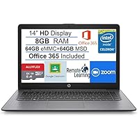 2021 Newest HP Stream 14″ HD SVA Laptop Computer, Intel Celeron N4020, 8GB RAM, 128GB Space(64GB eMMC+64GB MSD), Office 365, HDMI, Bluetooth, Windows 10, Black, AllyFlex MP, Online Class Ready