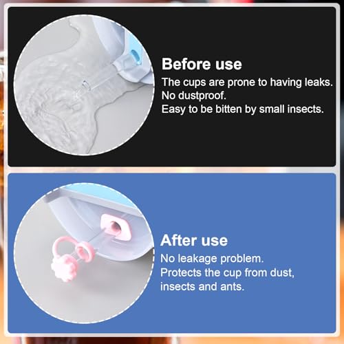 Image of HINZIC 3 Sets Spill Stoppers for 40oz Stanley Quencher H2.0, Pink Blue White Straw Cover Cap 10mm, Silicone Square Leak Proof Lid and Round Lid Spill Plug, Drinking Cup Accessories
