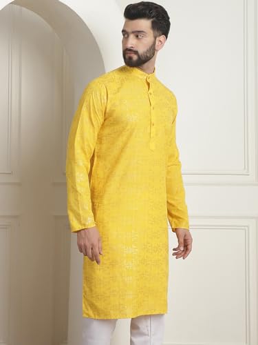Image of SOJANYA (Since 1958 Men's Cotton Embroidered Printed Only Long Kurta