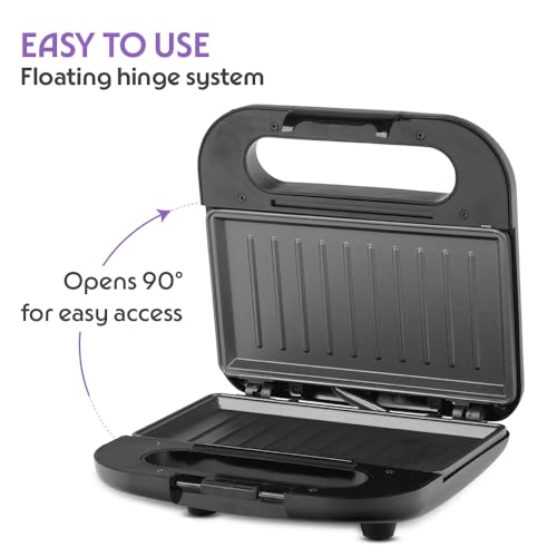 Image of Borosil Grill Sandwich Maker | Can Make 2 Large Sandwich | Made in India, BIS Approved | Nonstick Coated Plates, Even Grilling | Cool Touch Handle | Indicator Light | 2 Years Warranty (Grill Mate)
