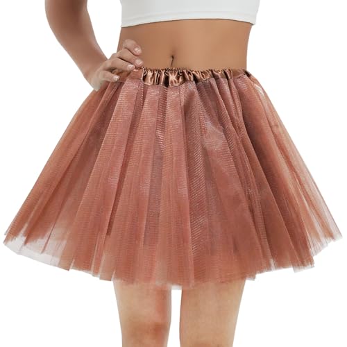 Women's 5-Layer Tulle Tutu Skirt, Adult Dance Ballet Tulle Dress,Teens Halloween Cosplay Running Tutu