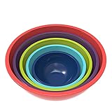 Zak Designs Colorways Mixing Bowl Set, Nesting Bowls for Space Saving Storage, Made with Durable Melamine, Great for Prepping and Serving Food (Red to Blue, 5pcs, Non-BPA)