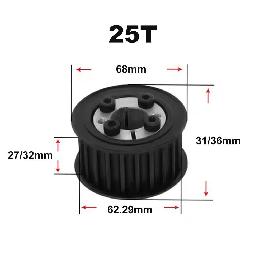 1 szt. HTD 8M 20T/22T/24T/25T/26T/28T/30 zębów koła rozrządu tuleja bezkluczykowa otwór 8-30 mm 8M koło synchroniczne do szerokości paska 30 mm(19mm,25T (1pc))