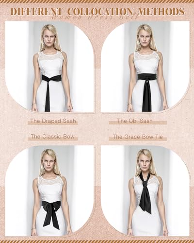 Image of Glitopper Women Chiffon Sash Belt Dress Sash Waist Bridal Wedding Belt 50s Accessories 3'' Wide