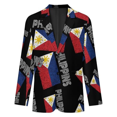 Philippines Vintage Flag Casual Men's Blazers Two Button Lapel Suits Jacket Lightweight Sport Coats4