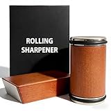 Bladeon Knife Sharpener, Rolling Knife Sharpener with Diamond & Ceramic Abrasives and 15/20° Magnetic Angle Guide for Kitchen, Chef & Outdoor Knives