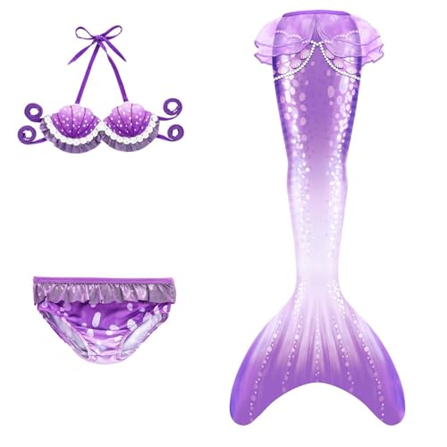 Generisch 2025 traje de baño niña bikini traje de baño traje de baño niños niñas bikini niños tres piezas bebé, morado, 8-9 años