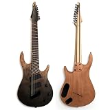 Upgrade Pro - Guitarra eléctrica Fanned Fret de 8 cuerdas, gris marea desvanecida, 25.5-28 pulgadas, cuerpo de caoba multiescala, parte superior de álamo, trastes de acero inoxidable, pastillas de