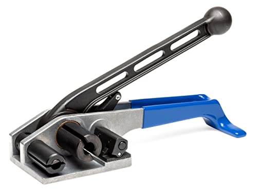 IDL Packaging IDL-1190 Silent Strapping Tensioner with Cutter for 5/8 to 1 1/2” Woven and Composite Cord Strapping, USA Made ? Heavy-Duty Banding Tool with Windlass and One-Way Bearing