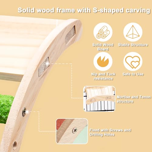 Image of Bird Ladder Bridge, Wooden Pet Parrot Hamster Climbing Ladder Toy, Chew Toy Set for Birdcage, Wooden Perch Ladder for Parrots, Hamsters (S-Shaped Ladder + Cloud Platform)