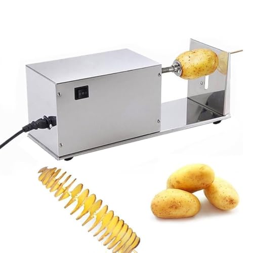 LMYYDES Commercial French Fry Slicer,Electric Tornado Potato Slicer, Spiral Twisted French Fry Slicer, Stainless Steel Vegetables Slicer，45.7x14x18cm