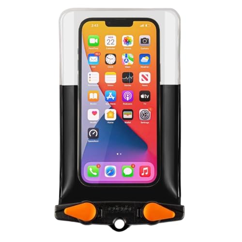 Aquapac Funda impermeable para teléfono, grande, negro, cordón, iPhone y Android, fabricada en el Reino Unido, senderismo, ciclismo de montaña, accesorio para correr, esencial para viajes. Certificado