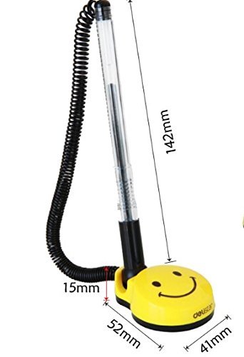 Chris.w Pack Of 4 Smile Face Desktop Gel Ink Pen/Counter Pens With Adhesive-Backed Base, Black Ink, 0.5Mm(All Yellow) #TOP2