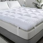 ELITLUX 10cm Hotel Quality Quilted Microfiber Mattress Topper Kingsize bed – Luxury Comfort, Hypoallergenic, Breathable & Extra Deep Fitted Mattress Topper With Easy Fit Straps (150x200cm)