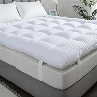 ELITLUX 10cm Hotel Quality Quilted Microfiber Mattress Topper Kingsize bed – Luxury Comfort, Hypoallergenic, Breathable & Extra Deep Fitted Mattress Topper With Easy Fit Straps (150x200cm)