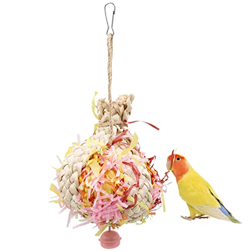 Oooct Colorful Bird Chewing Toy, Parrot Shredder & Beak Grinding Toy with Bells, Bird Cage Accessories for Cockatiels, Parakeet, Parrot, Budgies, Rat, Hamster, Chinchilla & African Grey