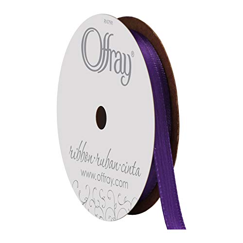 Image of Berwick Offray 492932 1 /4 inch Wide Single Face Satin Ribbon, Regal Purple, 6 Yds