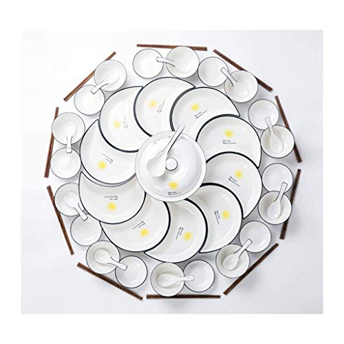 白磁ディナープレートセット プレートとボウルセット ディナーセット レストランキッチンやファミリーパーティー用 食器洗い機で安全に使用できます (食器セットサービス10人用)