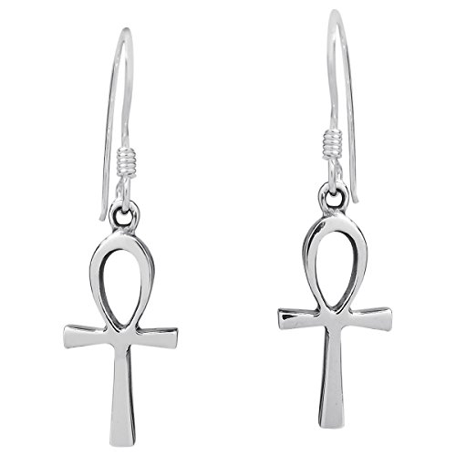 Petites boucles d'oreilles Ankh en argent sterling 925 avec croix égyptienne Cover