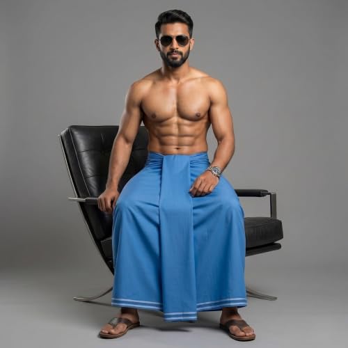 Image of Men's Cotton Lungi | Soft Breathable Wrap Around Lungi | Comfortable Daily & Home Wear for Men