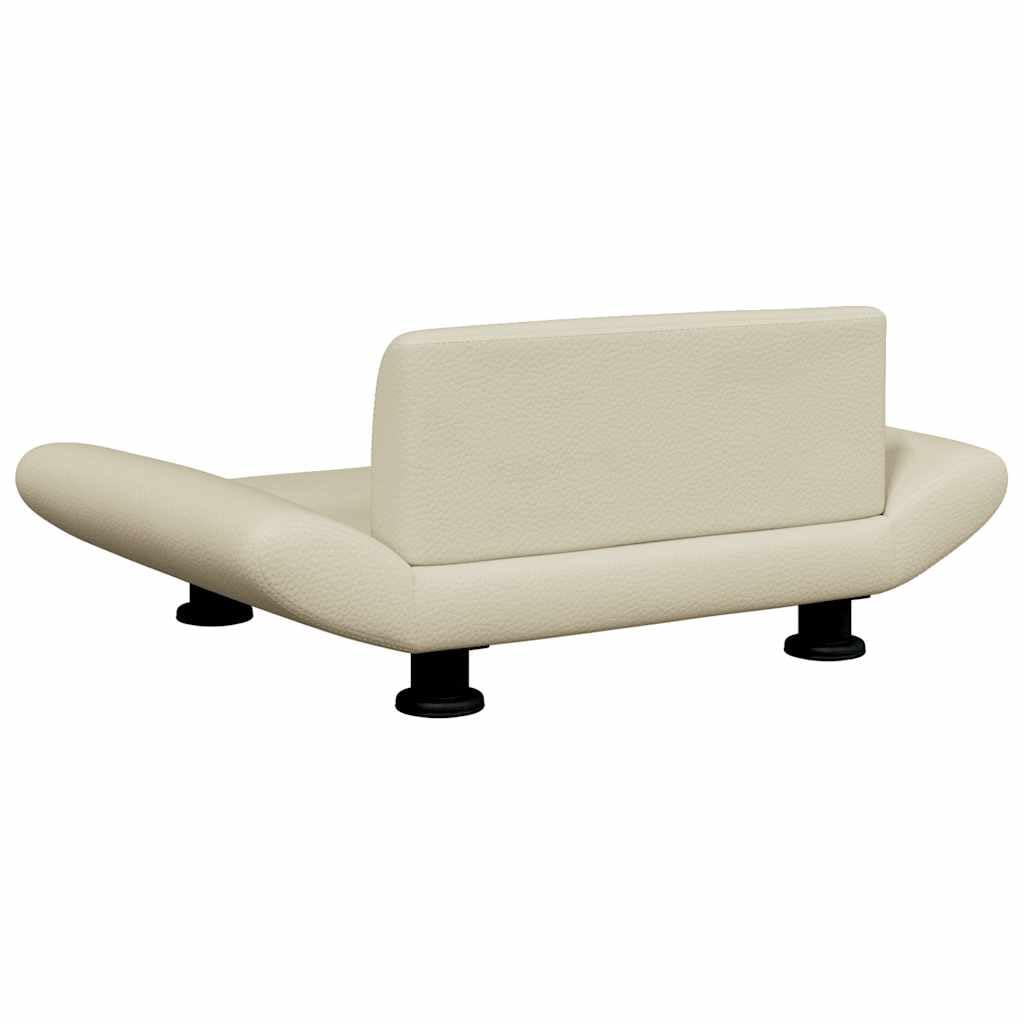 Hundebett Creme Kunstleder 70x45x28 cm mit Schaumstoff, robuster Rahmen aus Kiefernholz, rutschfest und pflegeleicht, ideal als Hundekissen, Schlafplatz oder Welpenbett für kleine Hunde