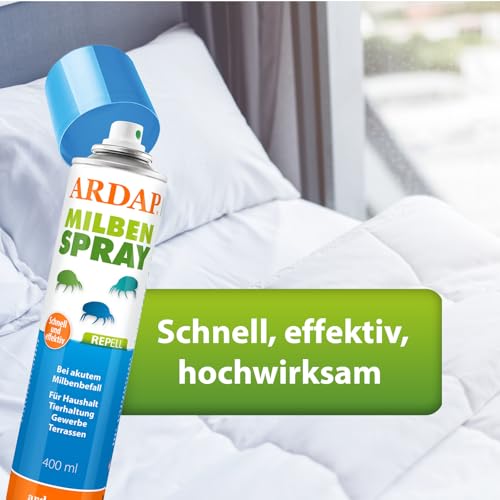 ARDAP Repell Milbenspray 400ml - Anti Milben Spray - Milbenspray für Matratzen - Milbenspray Hühner - Gegen Milben für Hühner - Milben Stop bei akutem Milbenbefall - Wirkt schnell & effektiv (PT19)