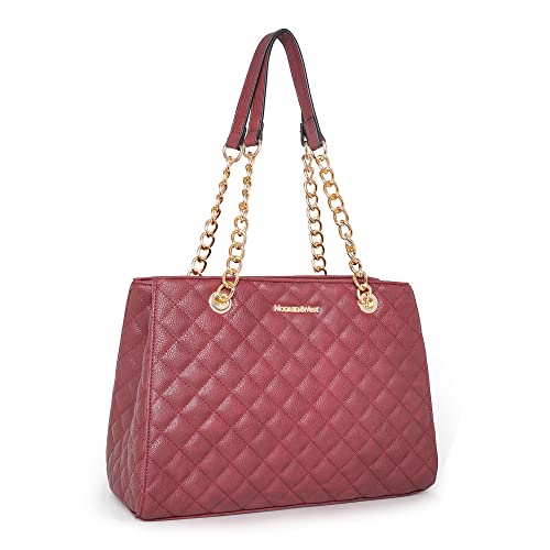Image of Montana West MEDIUM Tote Bag for Women Quilted Chain Handbags Shoulder Purse