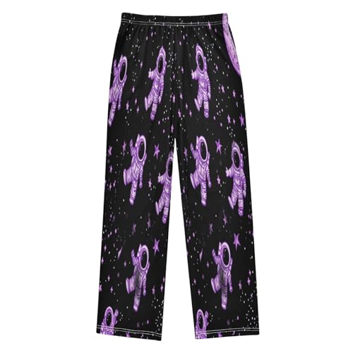 Purple Glowing Astronaut Pajama Pants Soft Lounge Sleepwear PJ Bottoms with Elastic Waist Ages 6–14 Years2