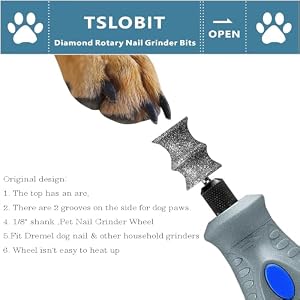 Diamond Dremel Dog Nail Grinder Attachment,1/8'' Pet Nail Grinder Wheel for Dremel Dog Nail Grinder, Diamond Rotory Bit for Dogs&Pets Nail Care,2-Pack(Large B+B)