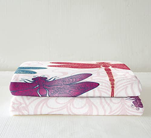 Dragonfly Fleece Throw Blanket Colorful Dragonfly Sherpa Blanket For Kids Children Teens Boho Plush Blanket Mandala Fuzzy Blanket Bedroom Decor Kawaii Animal Decor Twin 60"X80" #TOP3