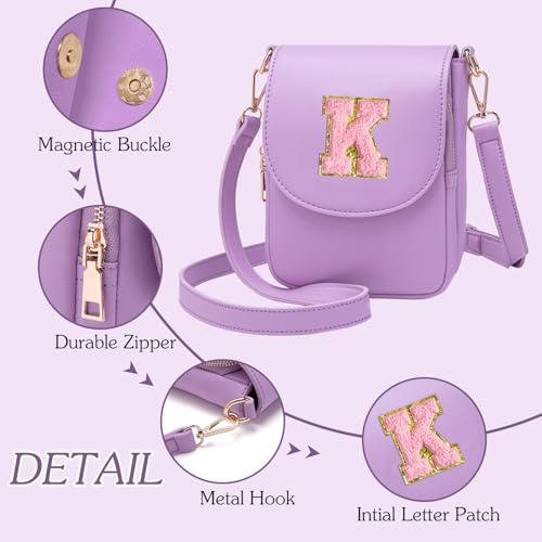 Image of Viverte Crossbody Purse for Teen Girls Small Initial Cell Phone Toddler Purse Leather Triple Compartment Crossbody Bags