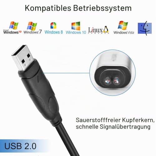 HAAMNING7 PS2 auf USB Adapterkabel Tastatur-Maus-Adapterkabel, PS/2 Buchse auf USB A Stecker mit Chip, 2 Stück 2 in 1 PS2 auf USB 2.0 Konverterkabel