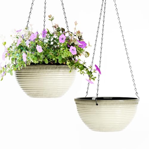 Vanslogreen 2 Pack 10 Inch Planters Off-White