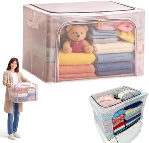 Caixas Organizadoras 100L Dobráveis com Tampa Reforçada Grande Mu...
