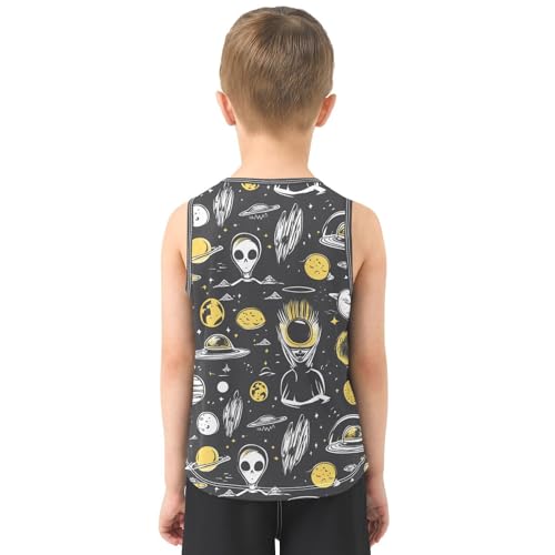 Boys Tank Top Shirts Alien and UFO Cartoon Stars Sleeveless T-Shirts Crew Neck for Kids Clothing Children3