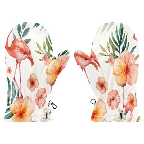 Kid's Winter Gloves Children Warm Gloves Colorful Watercolor Flamingos for Boys Girl Age 4-6 Years